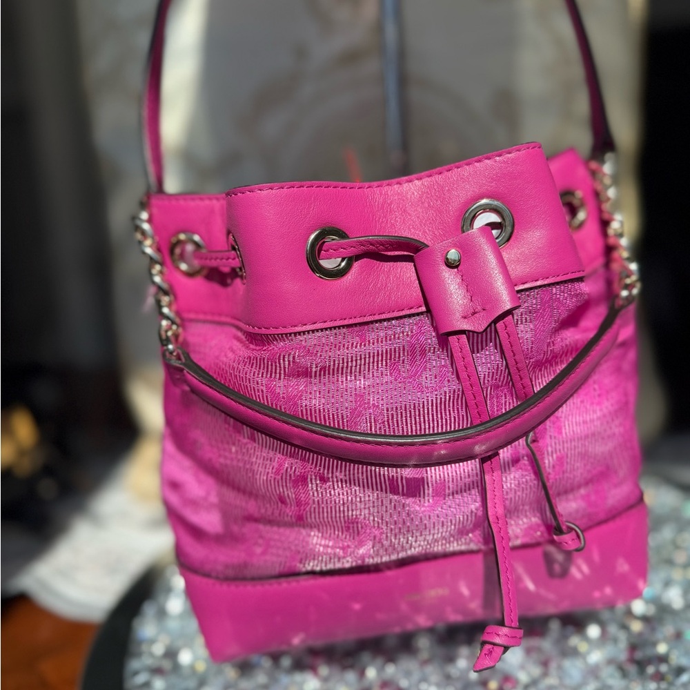 NWT JIMMY CHOO LEATHER MASH BAG - Picture 3 of 9